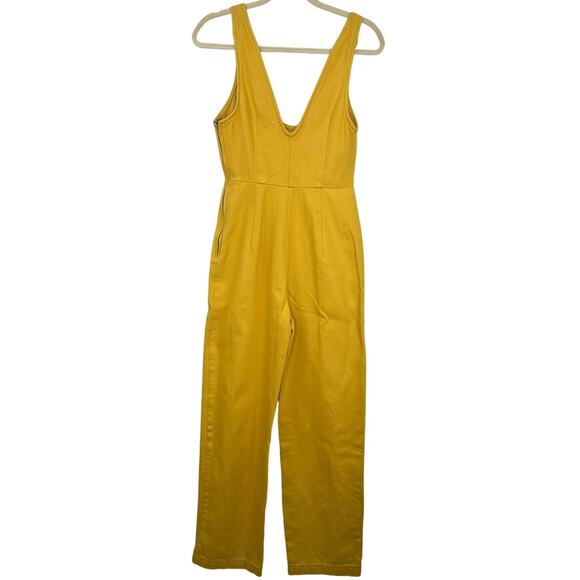 Urban Outfitters Leighton Denim Button Front Jumpsuit in Yellow Size XS - Picture 7 of 9